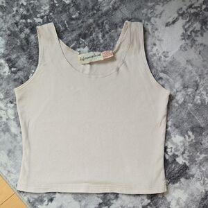 Vintage Reference Point Cream Ribbed Scoop Tank